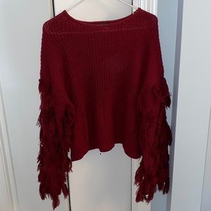 Fringe sleeve sweater